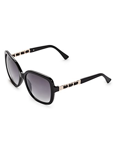 GUESS Womens GF6060 Shiny Black With Gold/Smoke Gradient With Light Flash Lens One Size von GUESS