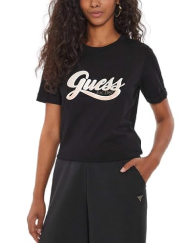 Guess T-Shirt Kurzarm SS CN Glittery Logo W4YI09 JA914 SchwarzSchwarz Small von GUESS
