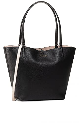 GUESS Women Alby Toggle Tote Bag, Black/Stone, Einheitsgröße von GUESS