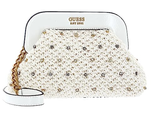 GUESS Women Sicilia SMALL Frame Clutch Bag, WHI von GUESS