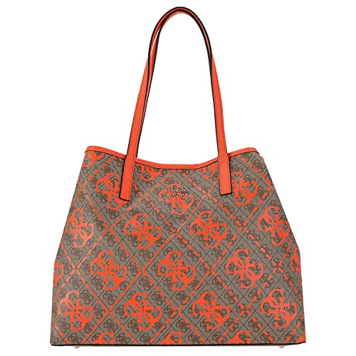 GUESS Women Vikky Large Tote Bag, Latte-Logo/Orange von GUESS