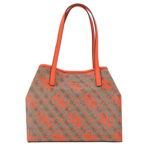 GUESS Women Vikky Tote Bag, Latte-Logo/Orange von GUESS