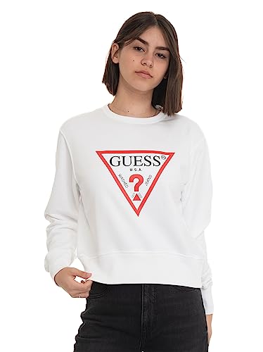 Guess Women's CN ORIGINAL Fleece Sweatshirt, Pure White, XS von GUESS