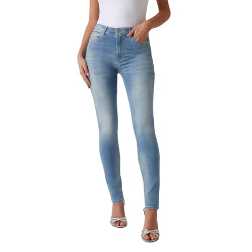 GUESS Damen Jeans Skinny Hohe Taille Himmelblau 31 von GUESS