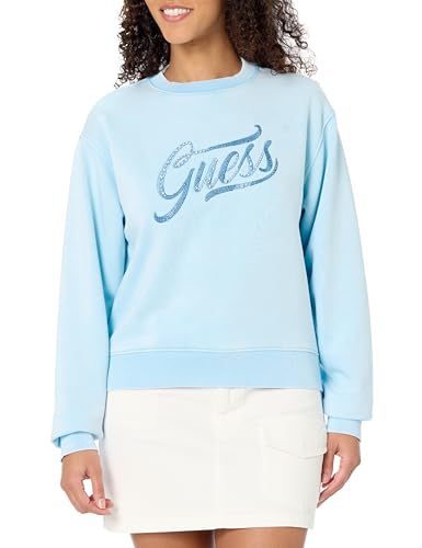 Guess CN Stones Sweat Jeans Logo F7xr Säure Whimsical Blue, blau, 42 von GUESS