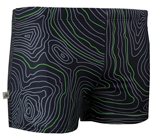 GUGGEN Mountain Herren Badehose Schwimmhose Männer kurz eng anliegend Badeshorts gestreift Print, Grün, L von GUGGEN Mountain