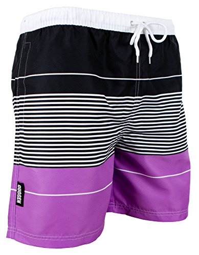 GUGGEN Mountain Badehose für Herren Schnelltrocknende Badeshorts 880 mit Kordelzug Beachshorts Boardshorts Schwimmhose Männer gestreift Farbe gestreift L von GUGGEN Mountain