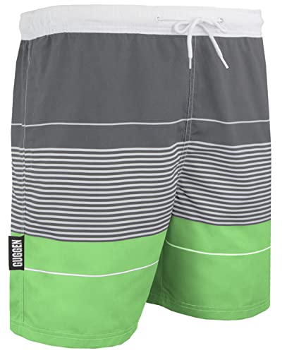 GUGGEN Mountain Badehose für Herren Schnelltrocknende Badeshorts 880 mit Kordelzug Beachshorts Boardshorts Schwimmhose Männer gestreift Farbe gestreift M von GUGGEN Mountain