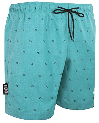 GUGGEN Mountain Badehose für Herren Schnelltrocknende Badeshorts 1605 mit Kordelzug Beachshorts Boardshorts Schwimmhose Männer im GUGGEN Logo Style Grün türkis L von GUGGEN Mountain