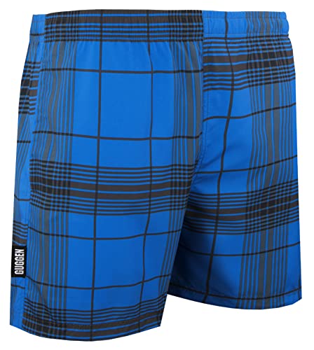 GUGGEN Mountain Badehose für Herren Schnelltrocknende Badeshorts Style-4 Beachshorts Boardshorts Schwimmhose Männer kariert Farbe Blau L von GUGGEN Mountain