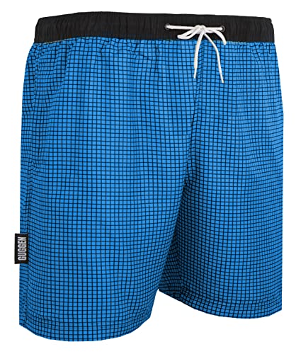 GUGGEN Mountain Badehose für Herren Schnelltrocknende Badeshorts Style-6 mit Kordelzug Beachshorts Boardshorts Schwimmhose Männer kariert Farbe Blau L von GUGGEN Mountain