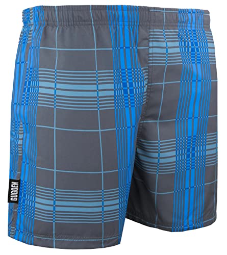 GUGGEN Mountain Badehose für Herren Schnelltrocknende Badeshorts Style-4 Beachshorts Boardshorts Schwimmhose Männer kariert Farbe Grau M von GUGGEN Mountain