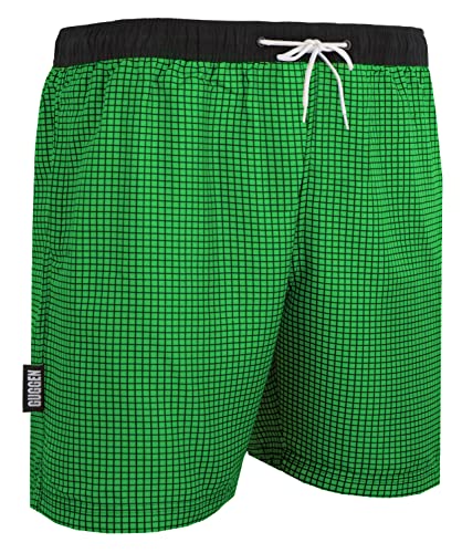 GUGGEN Mountain Badehose für Herren Schnelltrocknende Badeshorts Style-6 mit Kordelzug Beachshorts Boardshorts Schwimmhose Männer kariert Farbe Gruen M von GUGGEN Mountain