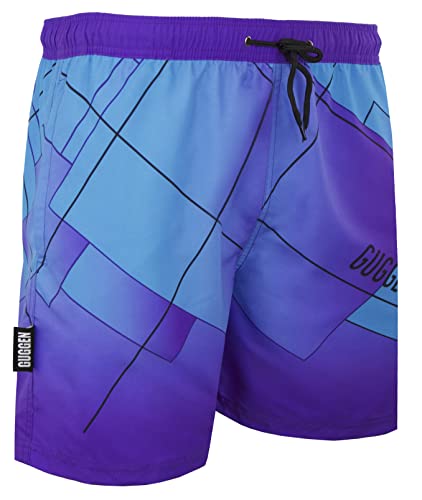 GUGGEN Mountain Badehose für Herren Schnelltrocknende Badeshorts B8 mit Kordelzug Beachshorts Boardshorts Schwimmhose Männer mit Muster Blau L von GUGGEN Mountain