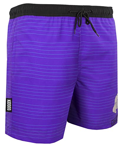 GUGGEN Mountain Badehose für Herren Schnelltrocknende Badeshorts B10 mit Kordelzug Beachshorts Boardshorts Schwimmhose Männer mit Muster Lila XL von GUGGEN Mountain