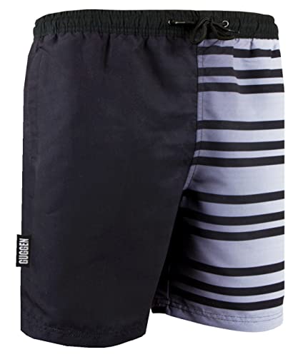 GUGGEN Mountain Badehose für Herren Schnelltrocknende Badeshorts Beachshorts Boardshorts Schwimmhose Männer Schwarz Weiss L von GUGGEN Mountain