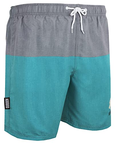 GUGGEN Mountain Badehose für Herren Schnelltrocknende Badeshorts 1606 mit Kordelzug Beachshorts Boardshorts Schwimmhose Männer mit Streifen Gruen Grau XXL von GUGGEN Mountain