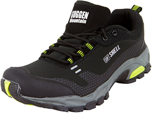 GUGGEN Mountain, Herren Trekkingschuhe Wanderschuhe Walkingschuhe Outdoorschuhe verbesserte wasserdichte Version T001v2017 mit Membran und Softshell, Farbe Schwarz-Gruen, EU 45 von GUGGEN Mountain