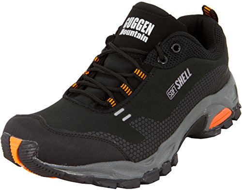 GUGGEN Mountain, Herren Trekkingschuhe Wanderschuhe Walkingschuhe Outdoorschuhe verbesserte wasserdichte Version T001v2019 mit Membran und Softshell, Farbe Schwarz-Orange, EU 40 von GUGGEN Mountain