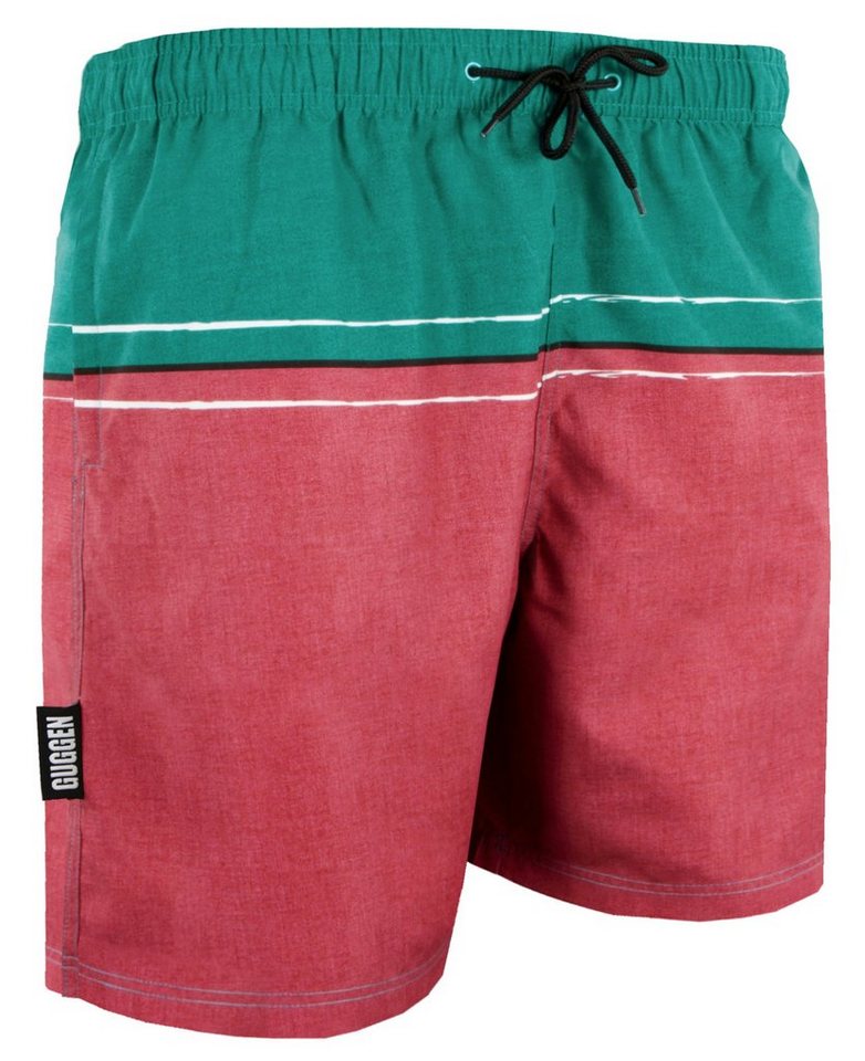 GUGGEN Mountain Badehose Badehose Herren Beachshorts Boardshorts Schnelltrocknende Badeshorts Schnelltrocknende Badeshorts Kordelzug gestreiftes dunkelrotes Muster von GUGGEN Mountain