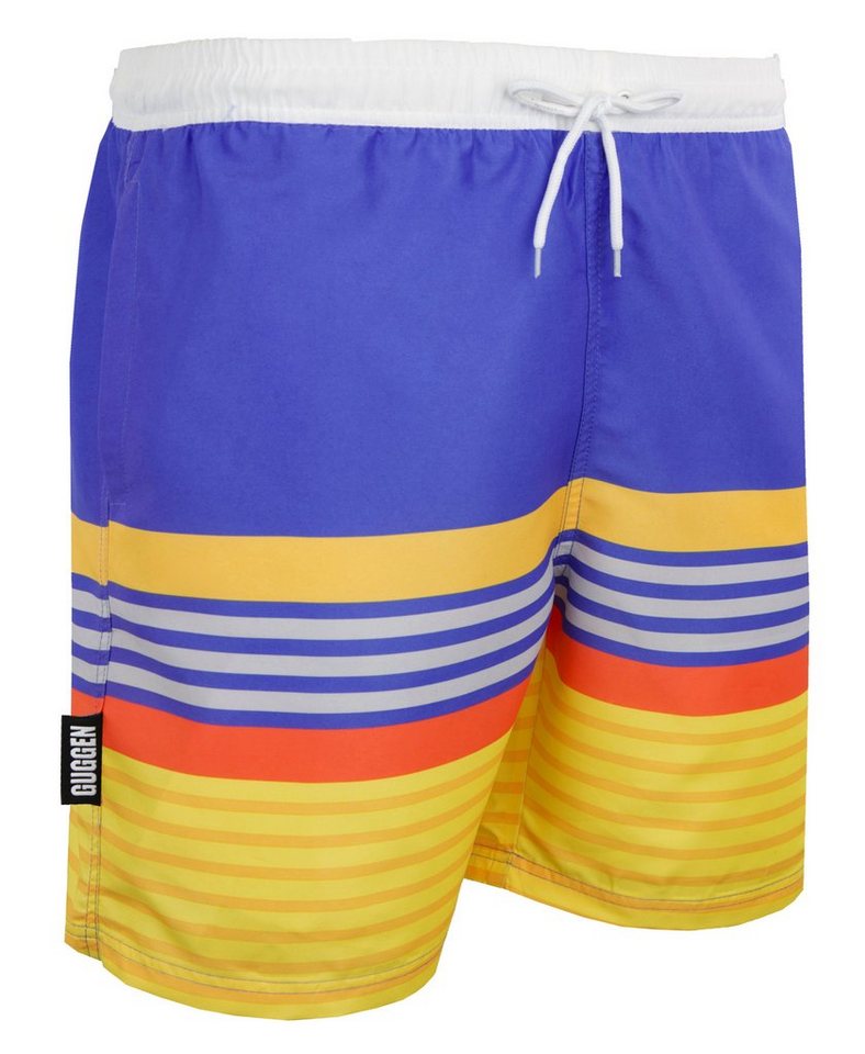 GUGGEN Mountain Badehose Badehose Herren Beachshorts Boardshorts Strandhose YSB596 Boardshorts Schwimmhose Männer mit Muster blau gelb gestreift von GUGGEN Mountain