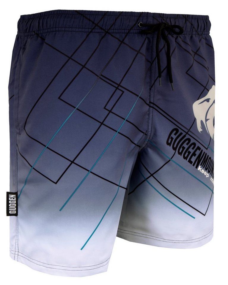 GUGGEN Mountain Badehose Badehose Herren Schnelltrocknende Badeshorts B2 Schnelltrocknende Badeshorts mit Kordelzug kariertes Muster mit Logo von GUGGEN Mountain