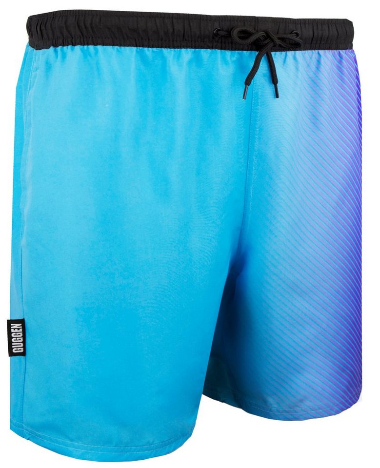 GUGGEN Mountain Badehose Badehose Herren Schnelltrocknende Badeshorts Kordelzug kariert Schnelltrocknende Badeshorts Kordelzug kariertes blaues lilanes Muster von GUGGEN Mountain