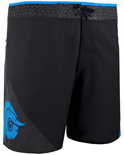 GUGGEN Mountain Badehose für Herren Boardshorts 1802 mit Nahtloser Reißverschlusstasche Surfshorts Badeshorts Beachshorts Männer mit Muster Schwarz Blau 4XL von GUGGEN Mountain