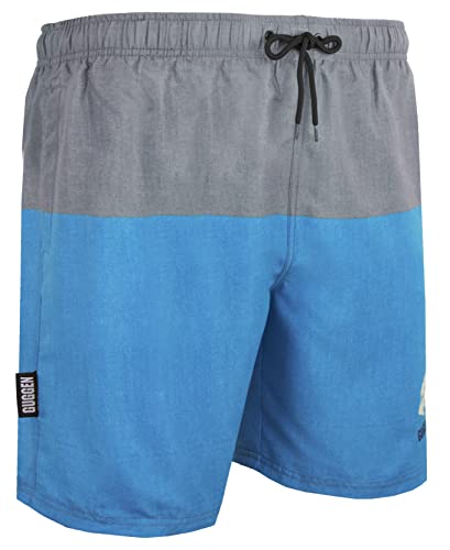 GUGGEN Mountain Badehose für Herren Schnelltrocknende Badeshorts 1606 mit Kordelzug Beachshorts Boardshorts Schwimmhose Männer mit Streifen Blau XXL von GUGGEN Mountain