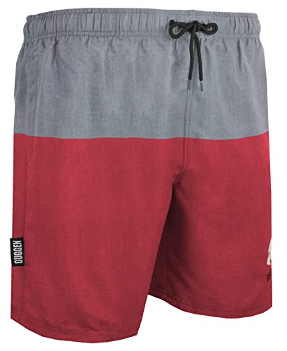 GUGGEN Mountain Badehose für Herren Schnelltrocknende Badeshorts 1606 mit Kordelzug Beachshorts Boardshorts Schwimmhose Männer mit Streifen Rot M von GUGGEN Mountain