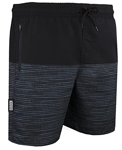 GUGGEN Mountain Badehose für Herren Schnelltrocknende Badeshorts 1803 mit Kordelzug Beachshorts Boardshorts Schwimmhose Männer mit Muster Grau Schwarz XXL GUGGEN Mountain Badehose für Herren Schnelltrocknende Badeshorts 1803 mit Kordelzug Beachshorts Boardshorts Schwimmhose Männer mit Muster Grau Schwarz XXL von GUGGEN Mountain