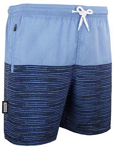 GUGGEN Mountain Badehose für Herren Schnelltrocknende Badeshorts 1804 mit Kordelzug Beachshorts Boardshorts Schwimmhose Männer mit Muster Schwarz Blau L von GUGGEN Mountain