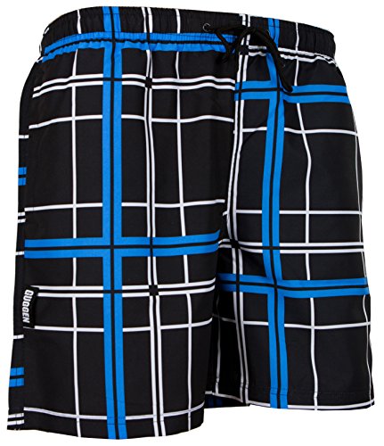 GUGGEN Mountain Badehose für Herren Schnelltrocknende Badeshorts 2360 mit Kordelzug Beachshorts Boardshorts Schwimmhose Männer kariert Farbe Schwarz 4XL von GUGGEN Mountain