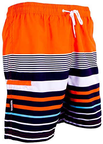 GUGGEN Mountain Badehose für Herren Schnelltrocknende Badeshorts 595 mit Kordelzug Beachshorts Boardshorts Schwimmhose Männer mit Muster Orange Schwarz M von GUGGEN Mountain