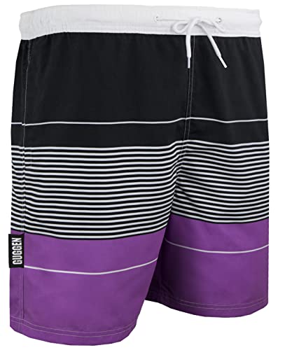 GUGGEN Mountain Badehose für Herren Schnelltrocknende Badeshorts 880 mit Kordelzug Beachshorts Boardshorts Schwimmhose Männer gestreift Farbe gestreift S von GUGGEN Mountain