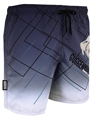 GUGGEN Mountain Badehose für Herren Schnelltrocknende Badeshorts B2 mit Kordelzug Beachshorts Boardshorts Schwimmhose Männer mit Kariertes Muster Schwarz Weiss XXL von GUGGEN Mountain