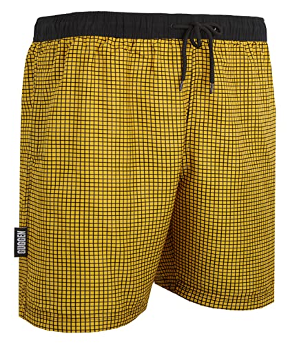 GUGGEN Mountain Badehose für Herren Schnelltrocknende Badeshorts Style-6 mit Kordelzug Beachshorts Boardshorts Schwimmhose Männer kariert Farbe Lemon S von GUGGEN Mountain