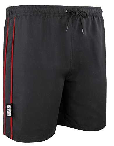 GUGGEN Mountain Badehose für Herren wechselt Muster bei Nässe Badeshorts 1801 Beachshorts Boardshorts Männer mit Muster Schwarz Rot XXL von GUGGEN Mountain