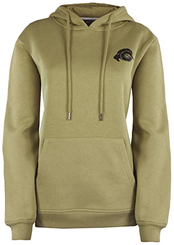 GUGGEN Mountain Damen Kapuzenpullover mit Fleece Hoodie Hooded Logo Sweater Sweatjacke Warmer Pullover Streetwear Langarm Kapuze Outdoor Sport Olive Grü S von GUGGEN Mountain