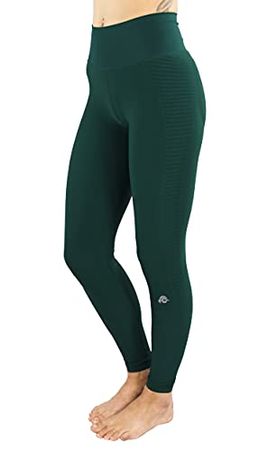 GUGGEN Mountain Figurformende Damen Sporthose Nahtlose Sport Leggings Lange Sportleggins Running Laufhose Laufleggings Yogahose Wanderleggings, Dunkelgrün, L von GUGGEN Mountain