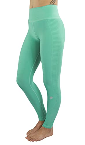 GUGGEN Mountain Figurformende Damen Sporthose Nahtlose Sport Leggings Lange Sportleggins Running Laufhose Laufleggings Yogahose Wanderleggings, Türkis, L von GUGGEN Mountain