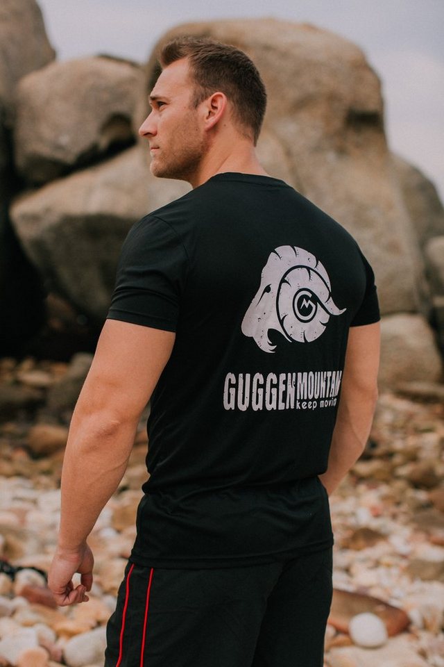 GUGGEN Mountain Funktionsshirt Funktionsshirt Herren Sportshirt T-Shirt Kurzarm FW04 in Unifarben, Logo von GUGGEN Mountain