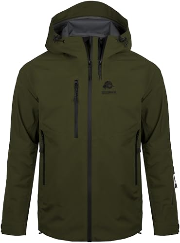 GUGGEN Mountain Herren Allwetter Shelljacke Ultra Shell Jacke H07v2 Sport Wasserdicht Hardshell Sportjacke Regenjacke Outdoor Atmungsaktive, Olivgruen, 2XL von GUGGEN Mountain