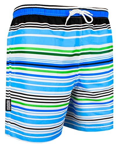 GUGGEN Mountain Herren Badeshorts Beachshorts Boardshorts Badehose Schwimmhose Männer blau Weiss grün schwarz gestreift Print*, Gestreift, 3XL von GUGGEN Mountain