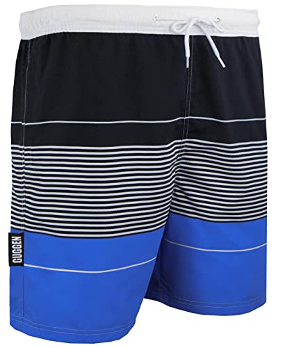 GUGGEN Mountain Badehose für Herren Schnelltrocknende Badeshorts 880 mit Kordelzug Beachshorts Boardshorts Schwimmhose Männer gestreift Farbe Blau gestreift M von GUGGEN Mountain