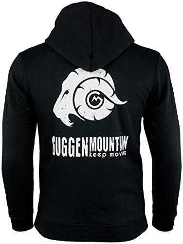 GUGGEN Mountain Herren Kapuzenjacke Kapuzenpullover mit Fleece Hoodie Hooded Logo Sweater Sweatjacke Warmer Pullover Reißverschluss Streetwear Langarm Kapuze Outdoor Sport Schwarz M von GUGGEN Mountain