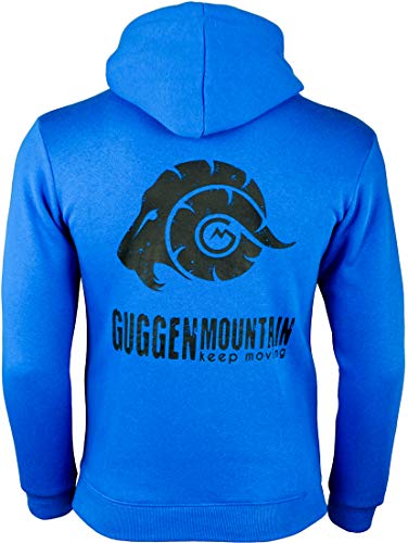 GUGGEN Mountain Herren Kapuzenpullover mit Fleece Hoodie Hooded Logo Sweater Sweatjacke Warmer Pullover Streetwear Langarm Kapuze Outdoor Sport Blau L von GUGGEN Mountain