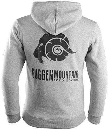 GUGGEN Mountain Herren Kapuzenpullover mit Fleece Hoodie Hooded Logo Sweater Sweatjacke Warmer Pullover Streetwear Langarm Kapuze Outdoor Sport Hellgrau XL von GUGGEN Mountain