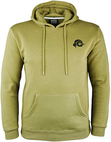 GUGGEN Mountain Herren Kapuzenpullover mit Fleece Hoodie Hooded Logo Sweater Sweatjacke Warmer Pullover Streetwear Langarm Kapuze Outdoor Sport Olive Grü XL von GUGGEN Mountain