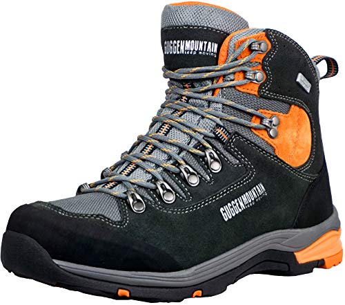 GUGGEN Mountain PM026 Herren Trekking-& Wanderstiefel Wanderschuhe Trekkingschuhe Outdoorschuhe wasserdicht mit Membran und Wildleder Farbe Schwarz-Orange EU 45 von GUGGEN Mountain